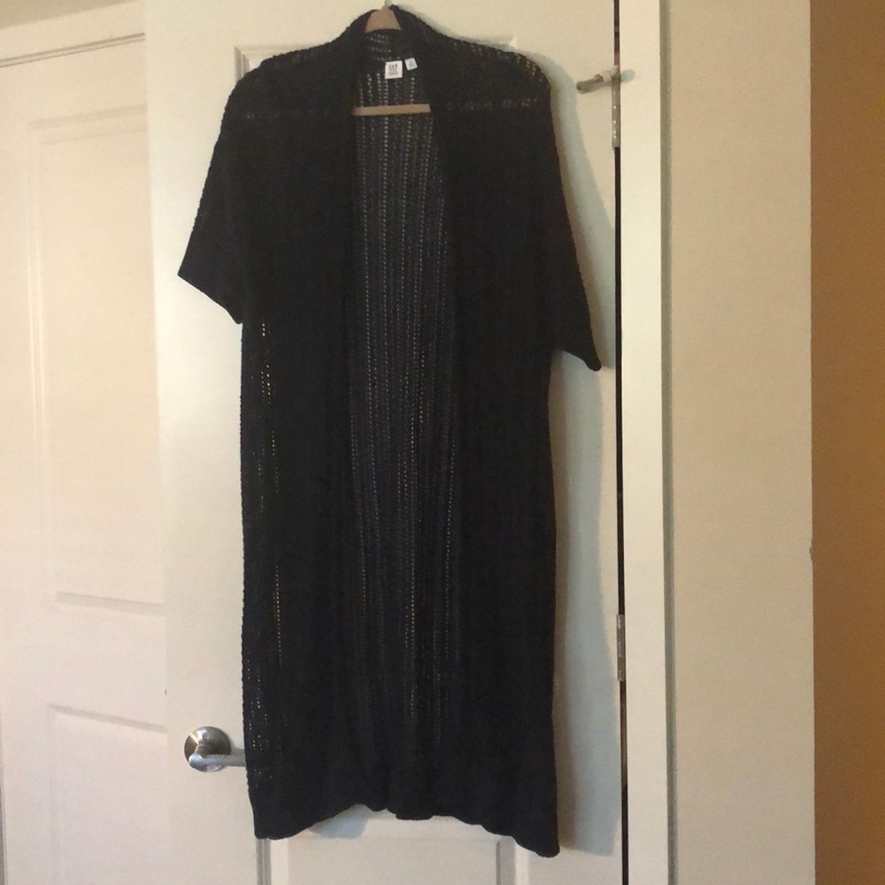 Open weave short sleeve sweater